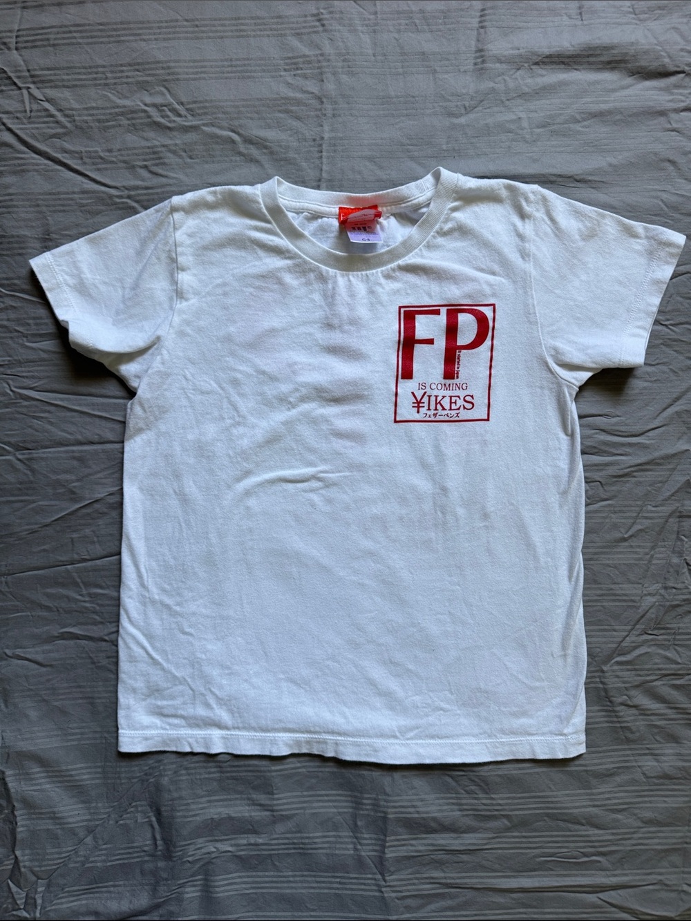 Kids White Graphic Tee with Red Logo